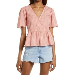 Madewell Peplum Gingham Top